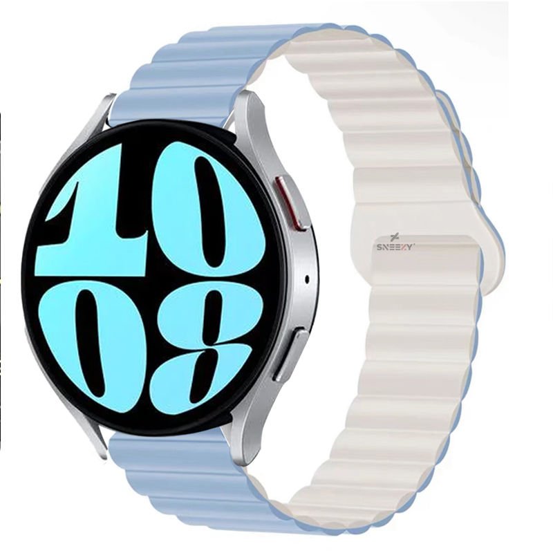 Samsung Galaxy Watch Active Active 2 44mm-40mm Uyumlu 20mm Harmony Duo Magnetik Silikon Kordon Mavi - Mavi