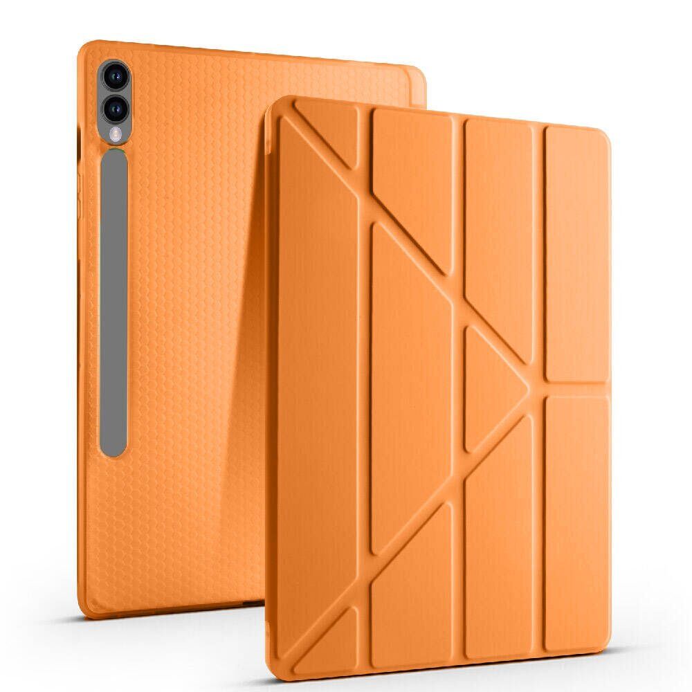 Samsung Galaxy Tab S9 Plus X810 12.4 İnç Katlanabilir Kalemlikli Standlı Akıllı Kılıf Turuncu