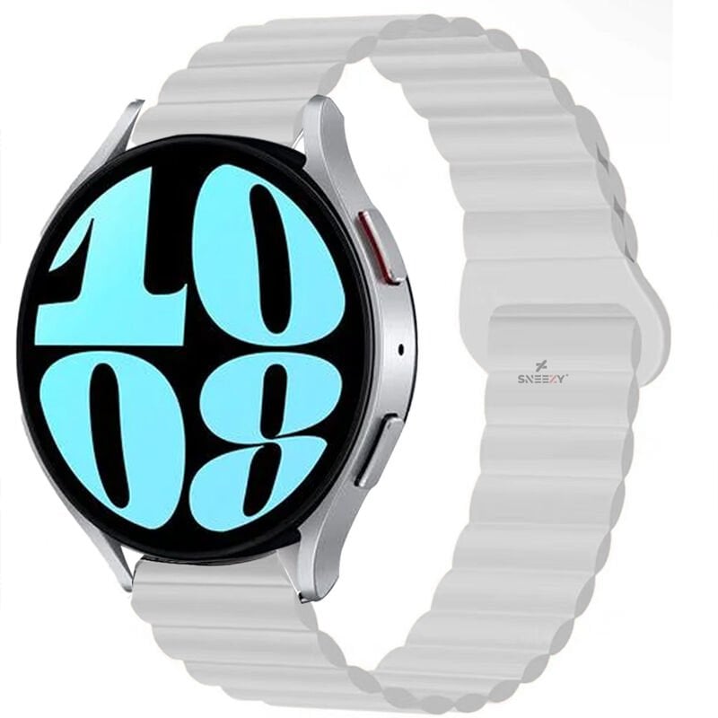 Samsung Galaxy Watch Active Active 2 44mm-40mm Uyumlu 20mm Harmony Duo Magnetik Silikon Kordon Beyaz - Beyaz