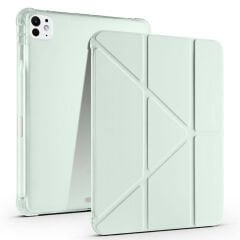 iPad Pro 11 inç M4 2024 Uyumlu Kılıf Üçgen Katlanabilir Kalem Şarj Bölmeli Kılıf A2836 A2837 A3006