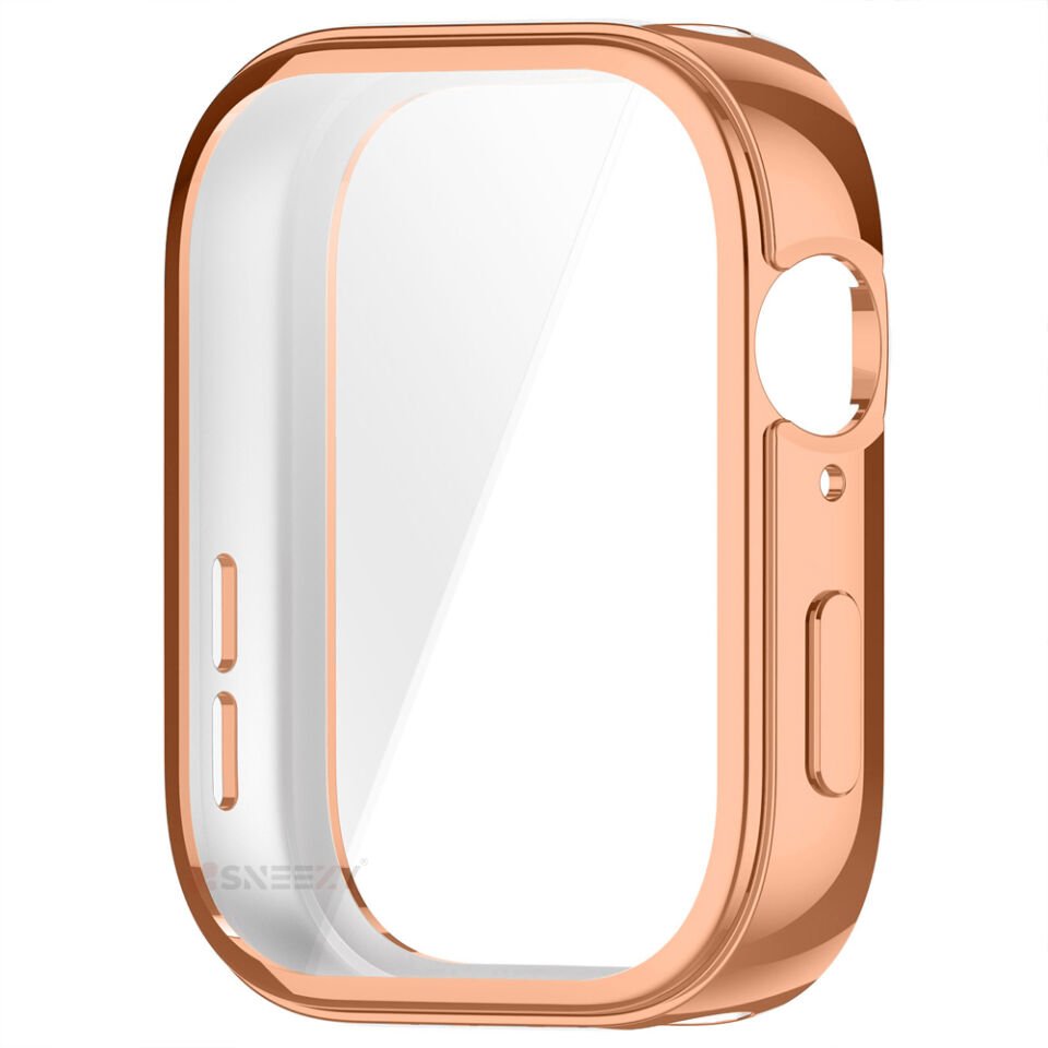 Huawei Watch Fit 3 Uyumlu Yumuşak Silikon 360 Tam Koruma Kasa ve Ekran Koruyucu Rosegold
