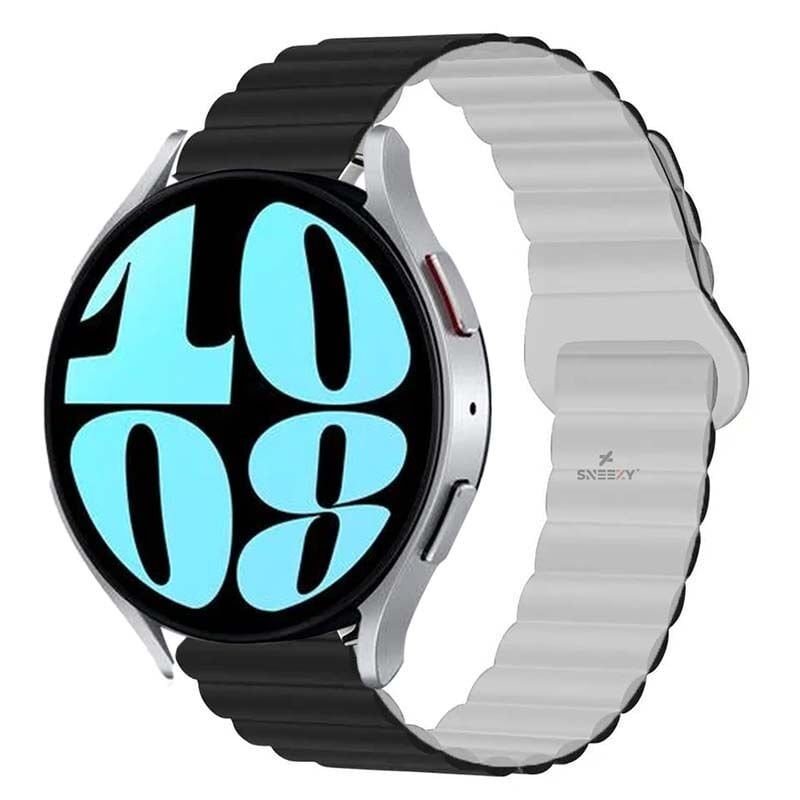 Samsung Galaxy Watch Active Active 2 44mm-40mm Uyumlu 20mm Harmony Duo Magnetik Silikon Kordon Siyah - Beyaz - Siyah - Beyaz