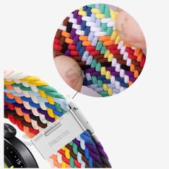 Samsung Galaxy Watch 46mm R800 Watch 3 45mm R840 22mm Uyumlu Metal Klips Solo Fiberlink Örgü Kordon Kırmızı - Kırmızı