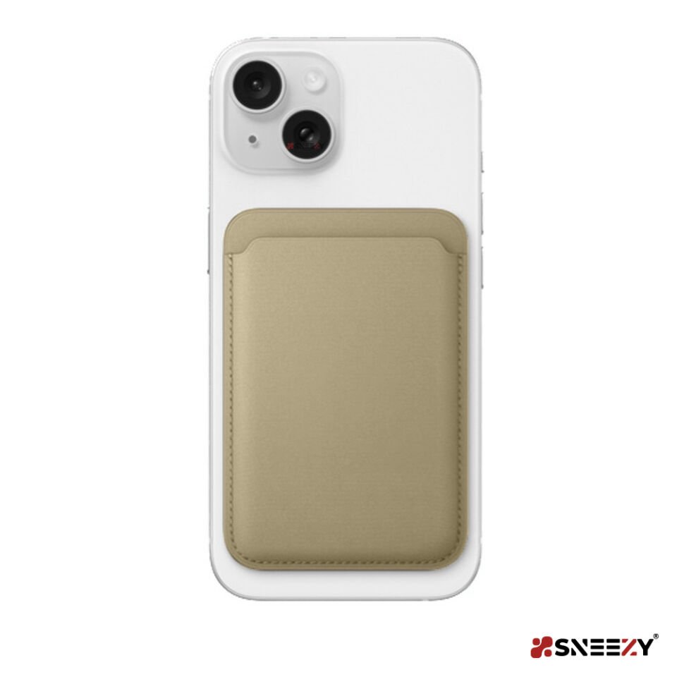 Sneezy İphone 12 Mini-12-12 Pro-12 Pro max Uyumlu Birinci Sınıf Magsafe Cüzdan Magsafe Deri Kartlık Bej
