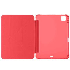 iPad Pro 11 inç M4 2024 Uyumlu Kılıf Üçgen Katlanabilir Kalem Şarj Bölmeli Kılıf A2836 A2837 A3006 Kırmızı