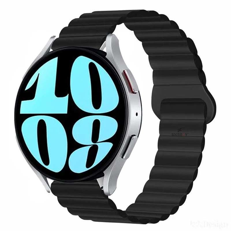 Samsung Galaxy Watch 5 Pro r920 20mm Uyumlu 20mm Harmony Duo Magnetik Silikon Kordon Siyah - Siyah