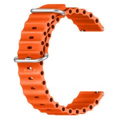 Huawei Watch 4 46mm-Watch 4 Pro 22mm Uyumlu Seaflex Ocean Silikon Kordon Turuncu - Turuncu