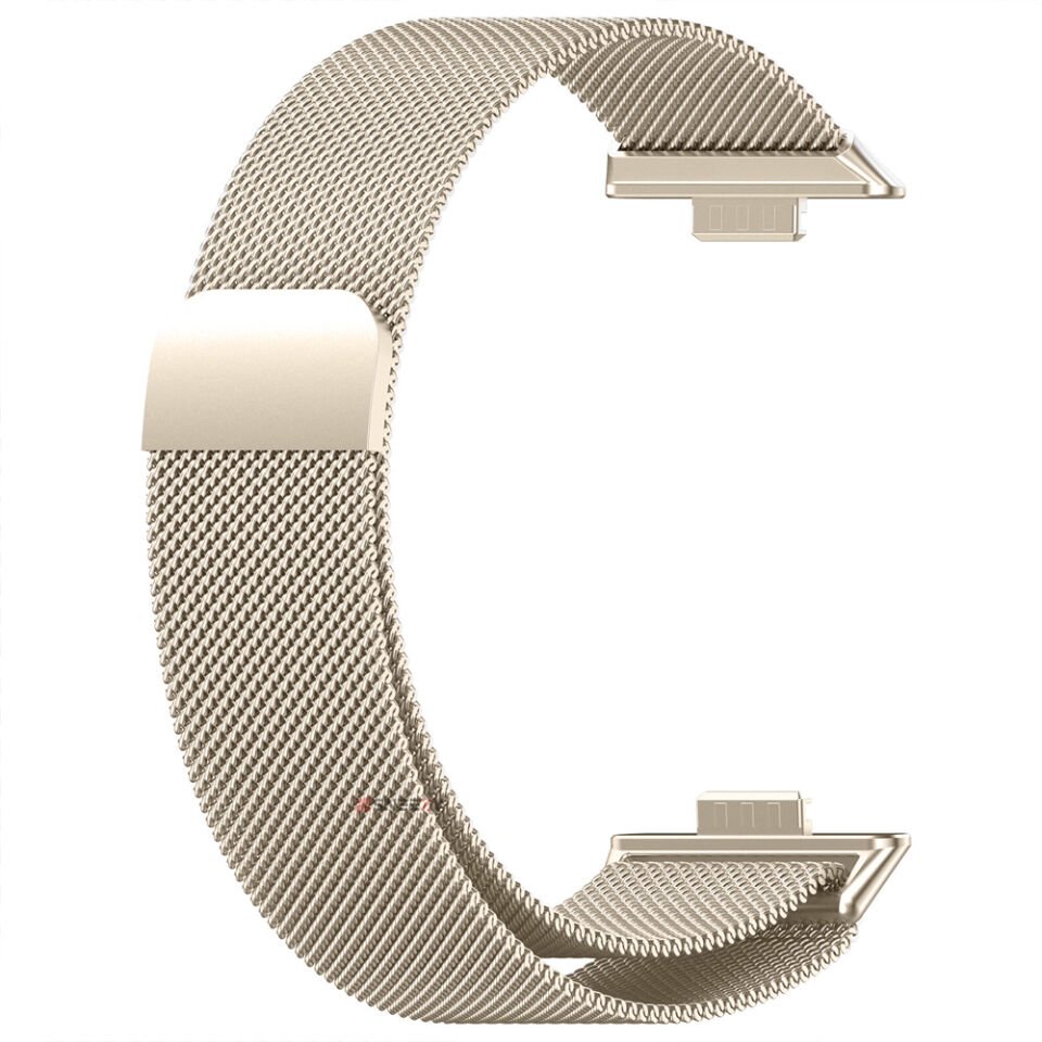 Huawei Watch Fit 3 Uyumlu Paslanmaz Hasır Örgü Metal Milano Kordon Strap Starlight
