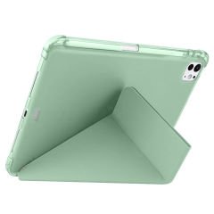 iPad Pro 11 inç M4 2024 Uyumlu Kılıf Üçgen Katlanabilir Kalem Şarj Bölmeli Kılıf A2836 A2837 A3006 Yeşil