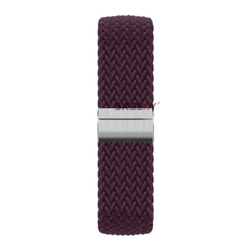 Samsung Galaxy Watch 46mm R800 Watch 3 45mm R840 22mm Uyumlu Metal Klips Solo Fiberlink Örgü Kordon Mürdüm - Mürdüm