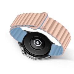Samsung Galaxy Watch 5 Pro r920 20mm Uyumlu 20mm Harmony Duo Magnetik Silikon Kordon Pudra - Pudra
