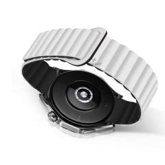 Samsung Galaxy Watch 5 Pro r920 20mm Uyumlu 20mm Harmony Duo Magnetik Silikon Kordon Beyaz - Siyah - Beyaz - Siyah