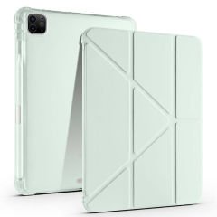 Apple iPad Pro 11 inç 2.Nesil 2020 Uyumlu Kılıf Üçgen Katlanabilir Kalem Şarj Bölmeli Kılıf Açık Yeşil