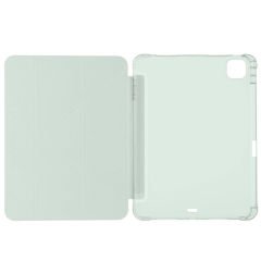 Apple iPad Pro 11 inç 2.Nesil 2020 Uyumlu Kılıf Üçgen Katlanabilir Kalem Şarj Bölmeli Kılıf Açık Yeşil