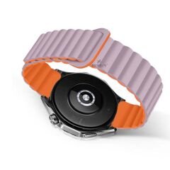 Samsung Galaxy Watch 5 Pro r920 20mm Uyumlu 20mm Harmony Duo Magnetik Silikon Kordon Lavanta - Lavanta
