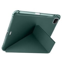 Apple iPad Pro 11 inç 2.Nesil 2020 Uyumlu Kılıf Üçgen Katlanabilir Kalem Şarj Bölmeli Kılıf Haki