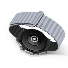 Samsung Galaxy Watch 5 Pro r920 20mm Uyumlu 20mm Harmony Duo Magnetik Silikon Kordon Füme - Füme