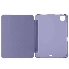 Apple iPad Pro 11 inç 2.Nesil 2020 Uyumlu Kılıf Üçgen Katlanabilir Kalem Şarj Bölmeli Kılıf Lavanta