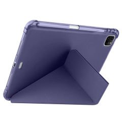Apple iPad Pro 11 inç 2.Nesil 2020 Uyumlu Kılıf Üçgen Katlanabilir Kalem Şarj Bölmeli Kılıf Lavanta