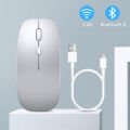 Xiaomi Tablet Şarj Edilebilir Sessiz Mouse Bluetooth + 2.4Hz Wifi Kablosuz Mouse Fare Gümüş