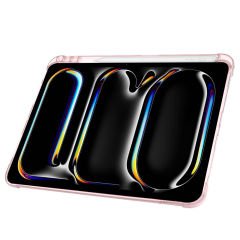 Apple iPad Pro 11 inç 2.Nesil 2020 Uyumlu Kılıf Üçgen Katlanabilir Kalem Şarj Bölmeli Kılıf Pembe