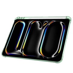 Apple iPad Pro 11 inç 2.Nesil 2020 Uyumlu Kılıf Üçgen Katlanabilir Kalem Şarj Bölmeli Kılıf Yeşil