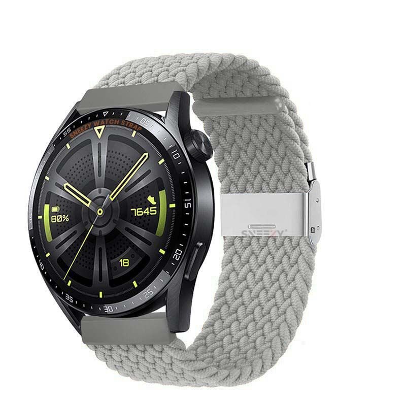 Samsung Gear S3 Frontier R760 - S3 Classic R770 22mm Uyumlu Metal Klips Solo Fiberlink Örgü Kordon Gri - Gri