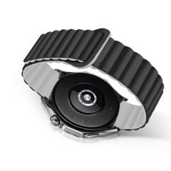 Samsung Galaxy Watch 5 Pro r920 20mm Uyumlu 20mm Harmony Duo Magnetik Silikon Kordon Siyah - Beyaz - Siyah - Beyaz
