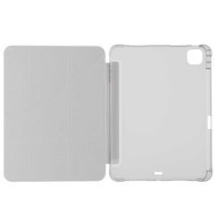 Apple iPad Pro 11 inç 3.Nesil M1 2021 Uyumlu Kılıf Üçgen Katlanabilir Kalem Şarj Bölmeli Kılıf Gri