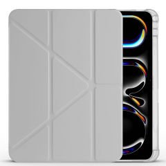 Apple iPad Pro 11 inç 3.Nesil M1 2021 Uyumlu Kılıf Üçgen Katlanabilir Kalem Şarj Bölmeli Kılıf Gri