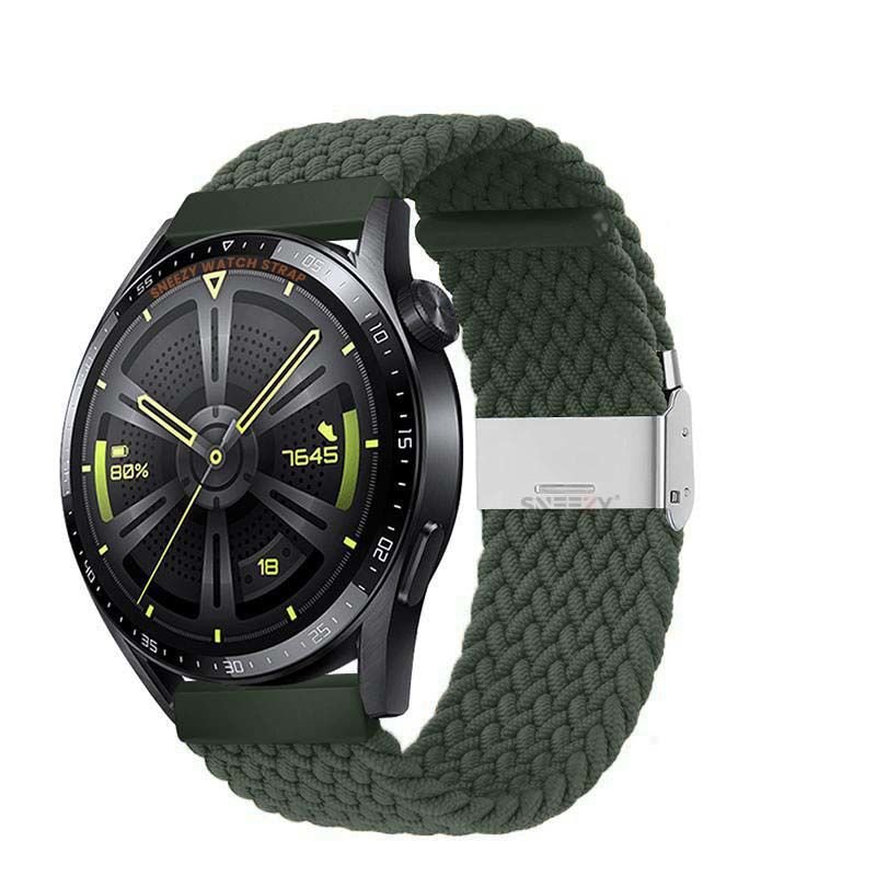 Samsung Gear S3 Frontier R760 - S3 Classic R770 22mm Uyumlu Metal Klips Solo Fiberlink Örgü Kordon Haki - Haki