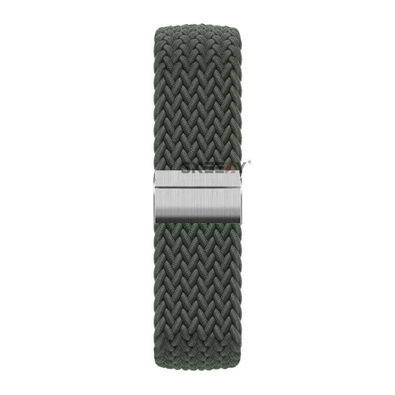 Samsung Gear S3 Frontier R760 - S3 Classic R770 22mm Uyumlu Metal Klips Solo Fiberlink Örgü Kordon Haki - Haki
