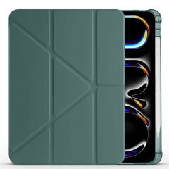 Apple iPad Pro 11 inç 3.Nesil M1 2021 Uyumlu Kılıf Üçgen Katlanabilir Kalem Şarj Bölmeli Kılıf Haki