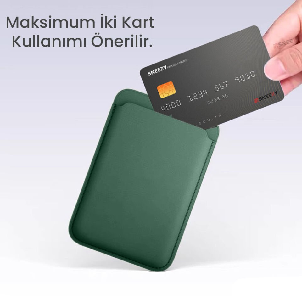 Sneezy İphone 17-17 Air -17Pro-17 Pro max Uyumlu Birinci Sınıf Magsafe Cüzdan Magsafe Deri Kartlık Haki