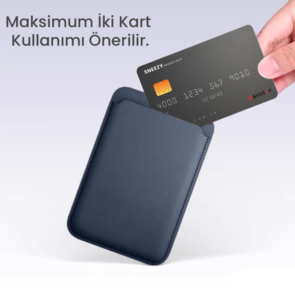 Sneezy İphone 17-17 Air -17Pro-17 Pro max Uyumlu Birinci Sınıf Magsafe Cüzdan Magsafe Deri Kartlık Lacivert