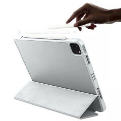 Apple iPad Pro 12.9 İnç 3.4.5.6. Nesil Kılıf Craft Kalem Bölmeli Uyku Modlu Kapaklı Smart Case Gri - Gri