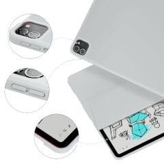Apple iPad Pro 12.9 İnç 3.4.5.6. Nesil Kılıf Craft Kalem Bölmeli Uyku Modlu Kapaklı Smart Case Gri - Gri