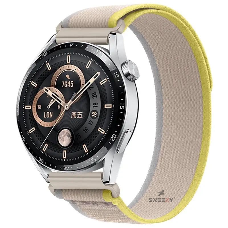 Huawei Watch GT Runner-Sport 46mm- GT2 E 22mmUyumlu Wander Trail Loop Kordon Sarı