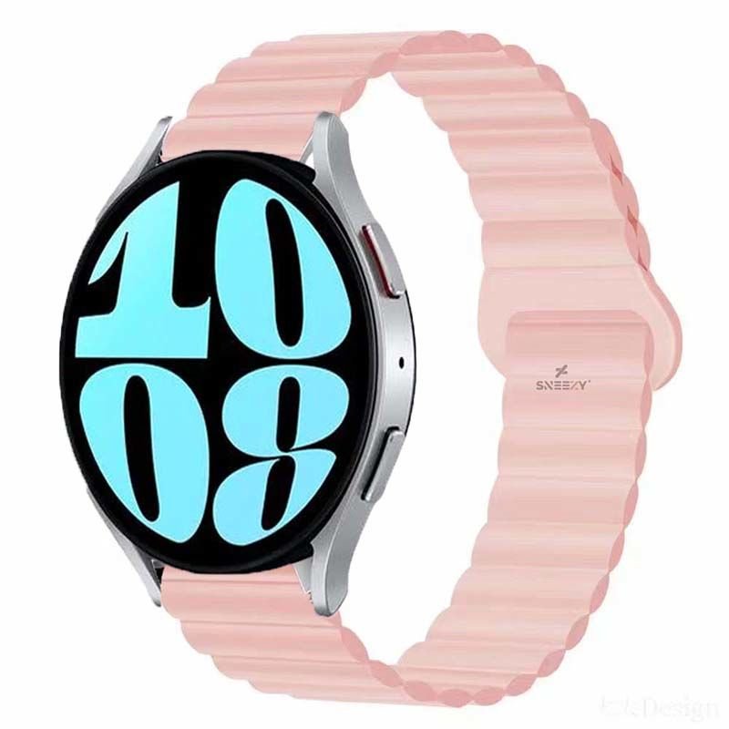 Samsung Galaxy Watch 4 40-42-44-46mm Uyumlu 20mm Harmony Duo Magnetik Silikon Kordon Pembe - Pembe