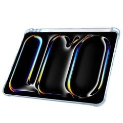 Apple iPad Pro 11 inç 3.Nesil M1 2021 Uyumlu Kılıf Üçgen Katlanabilir Kalem Şarj Bölmeli Kılıf Mavi