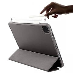 Apple iPad Pro 12.9 İnç 3.4.5.6. Nesil Kılıf Craft Kalem Bölmeli Uyku Modlu Kapaklı Smart Case Koyu Gri - Koyu Gri