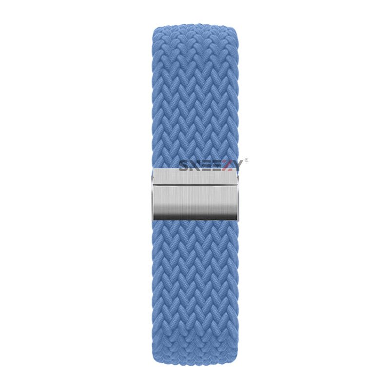 Samsung Gear S3 Frontier R760 - S3 Classic R770 22mm Uyumlu Metal Klips Solo Fiberlink Örgü Kordon Mavi Açık - Mavi Açık