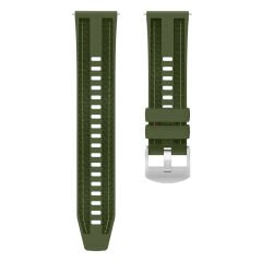 Sneezy Huawei Watch Gt3 Pro 43mm ile Uyumlu Metal Tokalı Dikiş Detaylı Şık Dokuma Silikon Kordon Haki