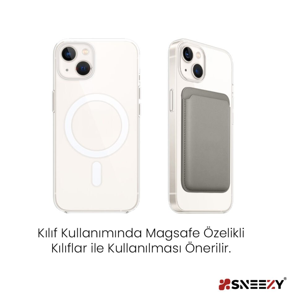 Sneezy İphone 17-17 Air -17Pro-17 Pro max Uyumlu Birinci Sınıf Magsafe Cüzdan Magsafe Deri Kartlık Gri
