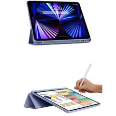 Apple iPad Pro 12.9 İnç 3.4.5.6. Nesil Kılıf Craft Kalem Bölmeli Uyku Modlu Kapaklı Smart Case Lavanta - Lavanta