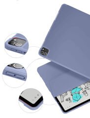 Apple iPad Pro 12.9 İnç 3.4.5.6. Nesil Kılıf Craft Kalem Bölmeli Uyku Modlu Kapaklı Smart Case Lavanta - Lavanta