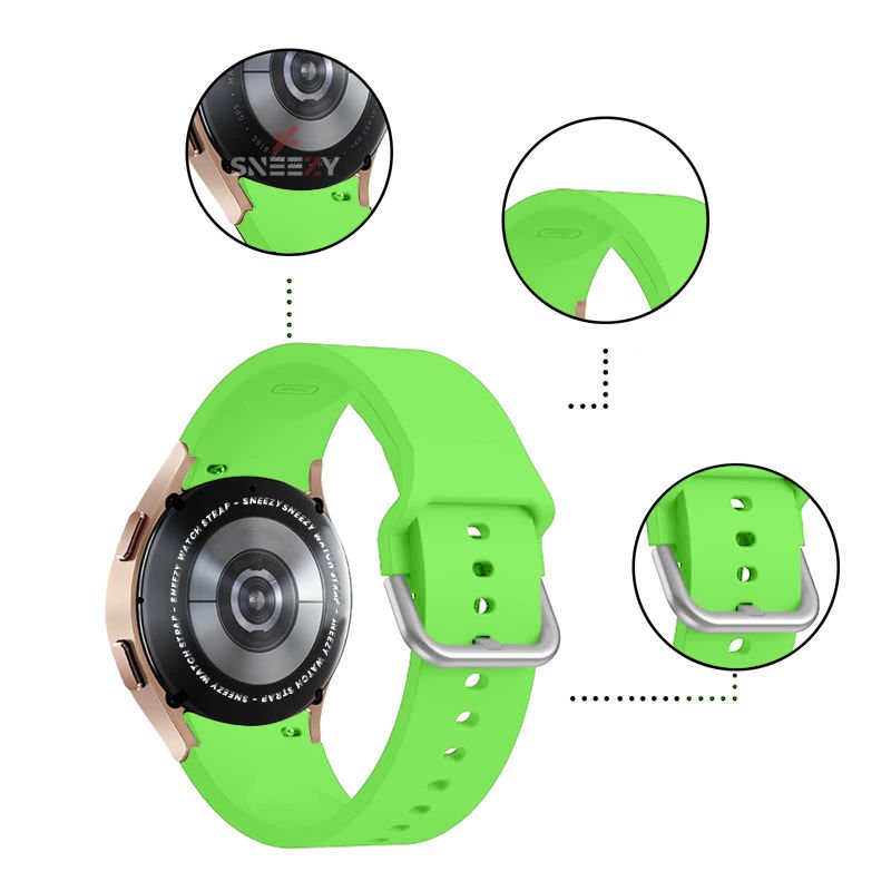 Samsung Galaxy Watch 6 40 43 44 47mm Uyumlu Orjinal Tasarım Kavisli PureLux Silikon Kordon Yeşil - Yeşil