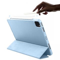 Apple iPad Pro 12.9 İnç 3.4.5.6. Nesil Kılıf Craft Kalem Bölmeli Uyku Modlu Kapaklı Smart Case Mavi - Mavi
