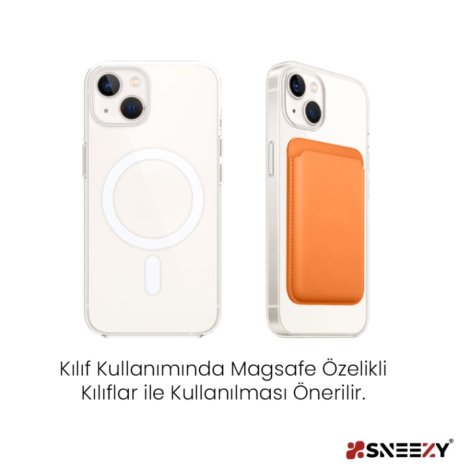 Sneezy İphone 17-17 Air -17Pro-17 Pro max Uyumlu Birinci Sınıf Magsafe Cüzdan Magsafe Deri Kartlık Turuncu